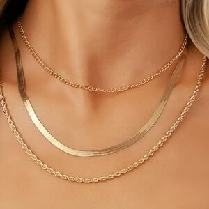 New Gold Layered Trio Necklace Set (3245)
